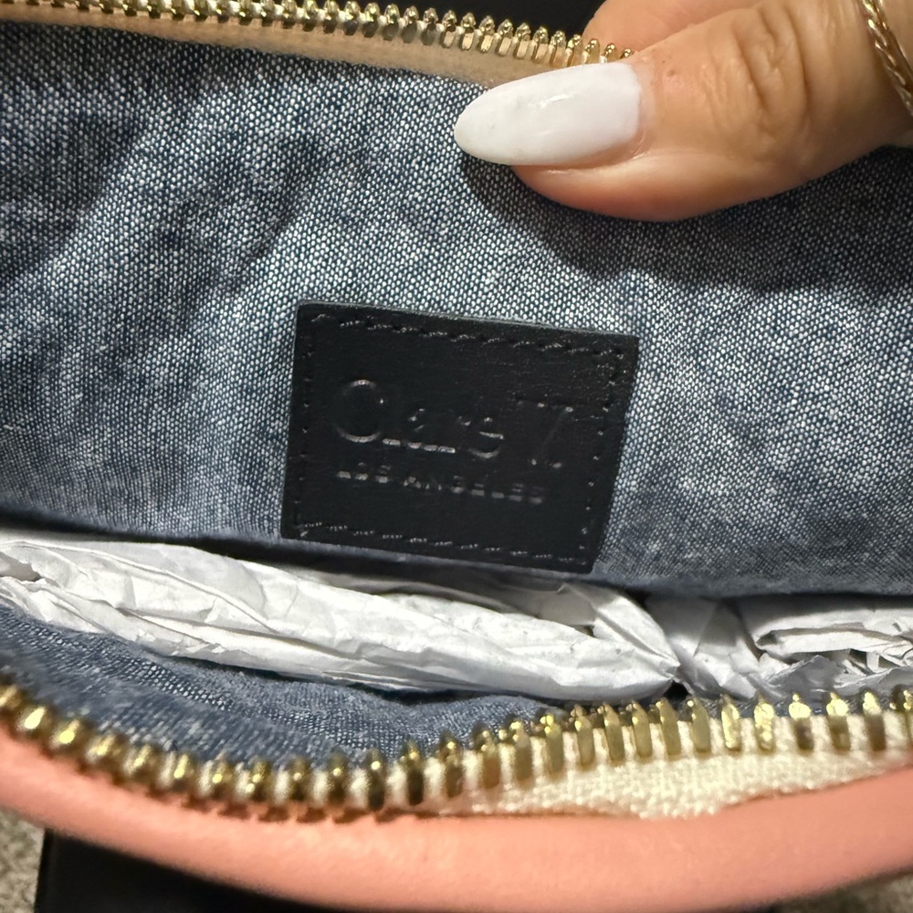 Clare V Puffy Woven Leather Clutch with Tabs in blush pink NWT - Picture 6 of 8
